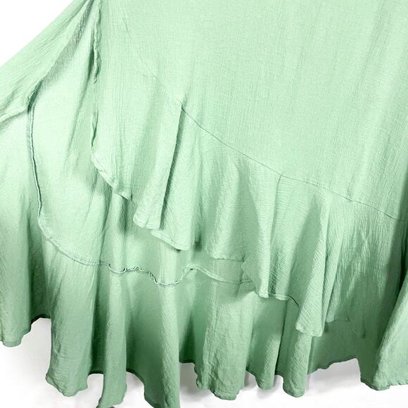 Tularosa Karla Maxi Dress Olive Green Cotton Sleeveless Flounce Hem Sz M - Picture 8 of 12